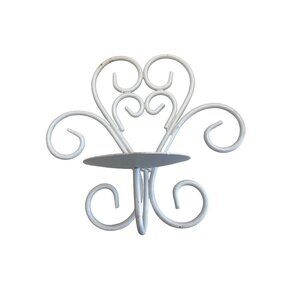Decorative White Wrought Iron Candle Holder